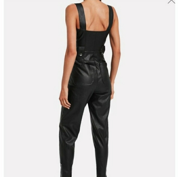 NWT WE WORE WHAT BLACK MOTO LEATHER OVERALLS - Picture 10 of 14